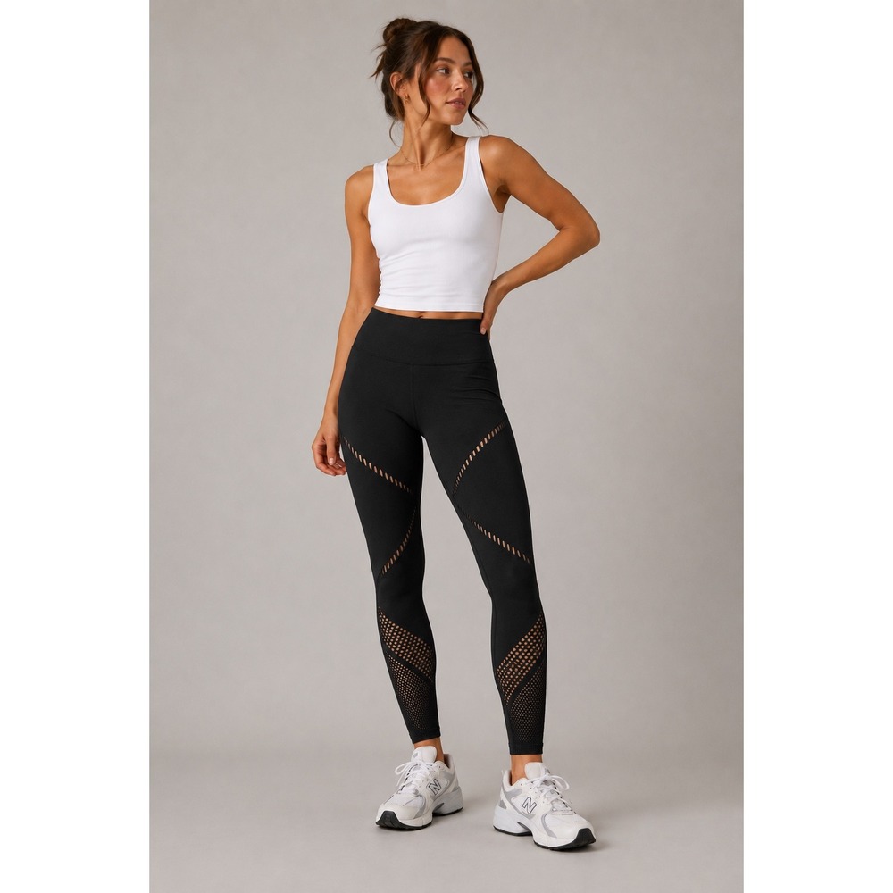 Lululemon Align High Waist Leggings Gray Mesh Cutout Athletic Pants Size 10 |E1